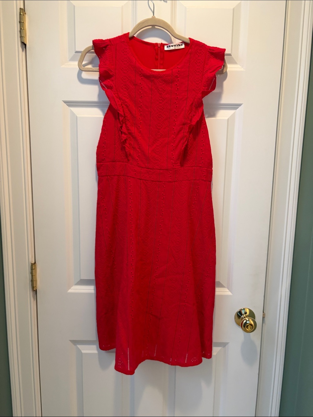 Ruffled Sleeve Red Dress